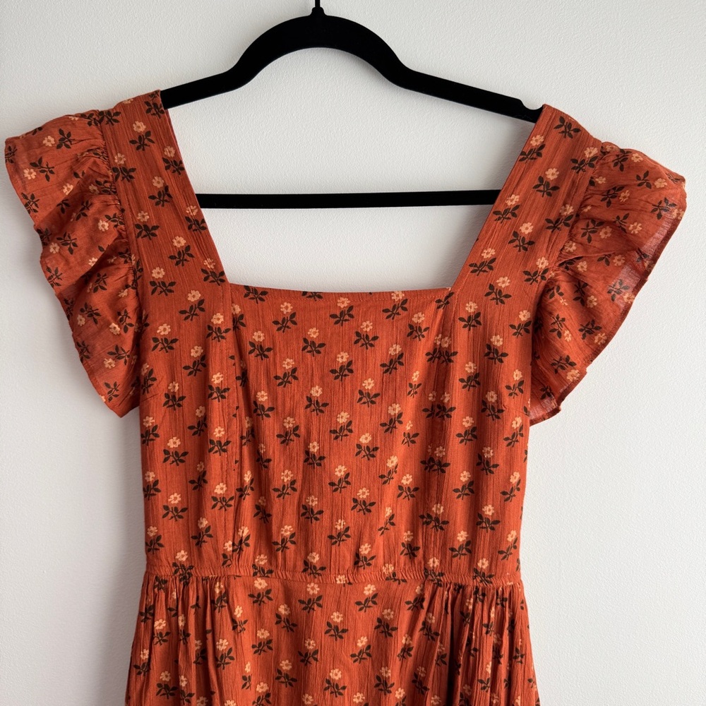 Madewell Terracotta Floral Midi Dress - Picture 5 of 7